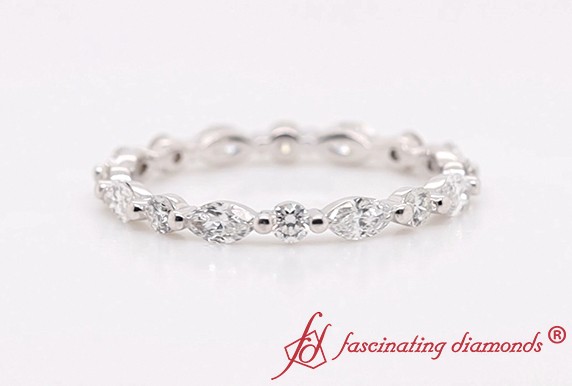 Thin Marquise And Round Eternity Band