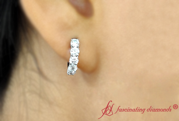1 Ct. Diamond Small Hoop Earring In 14K White Gold-FDEAR10773