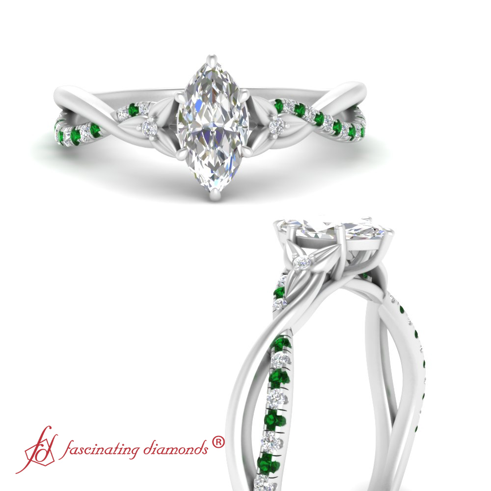 3 stone diamond rings with emerald