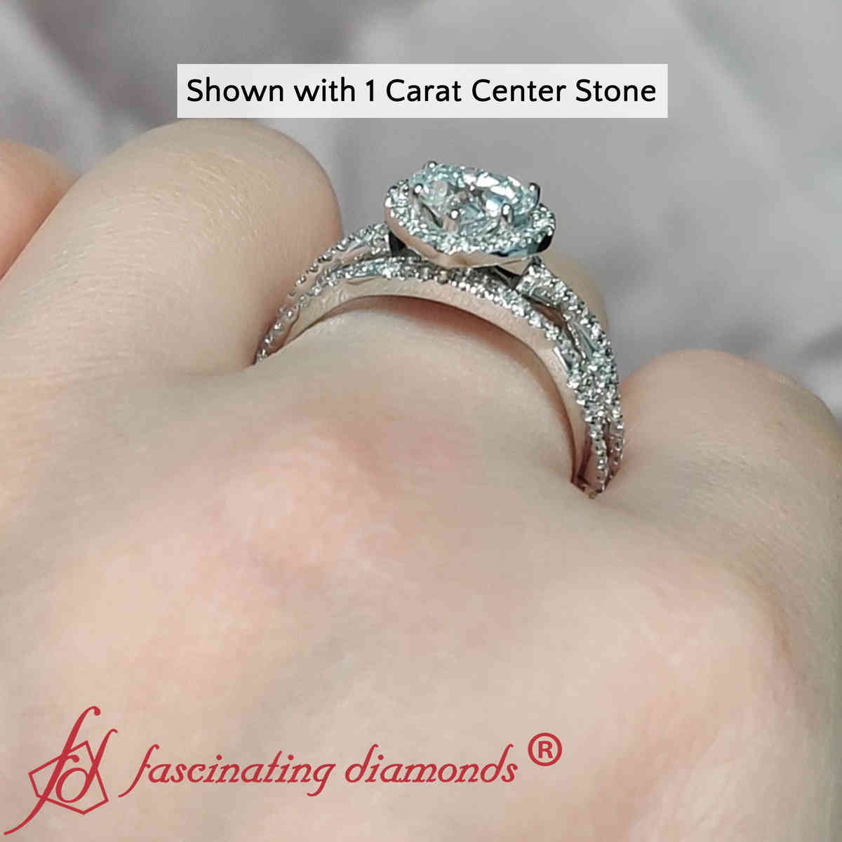 Heart Shaped Lab Diamond Twisted Engagement Ring Set with 14K White Gold White Diamond