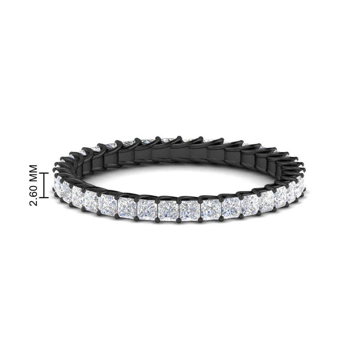 1 Carat Princess Cut Black Eternity Band For Female with 14K Black Gold White Diamond