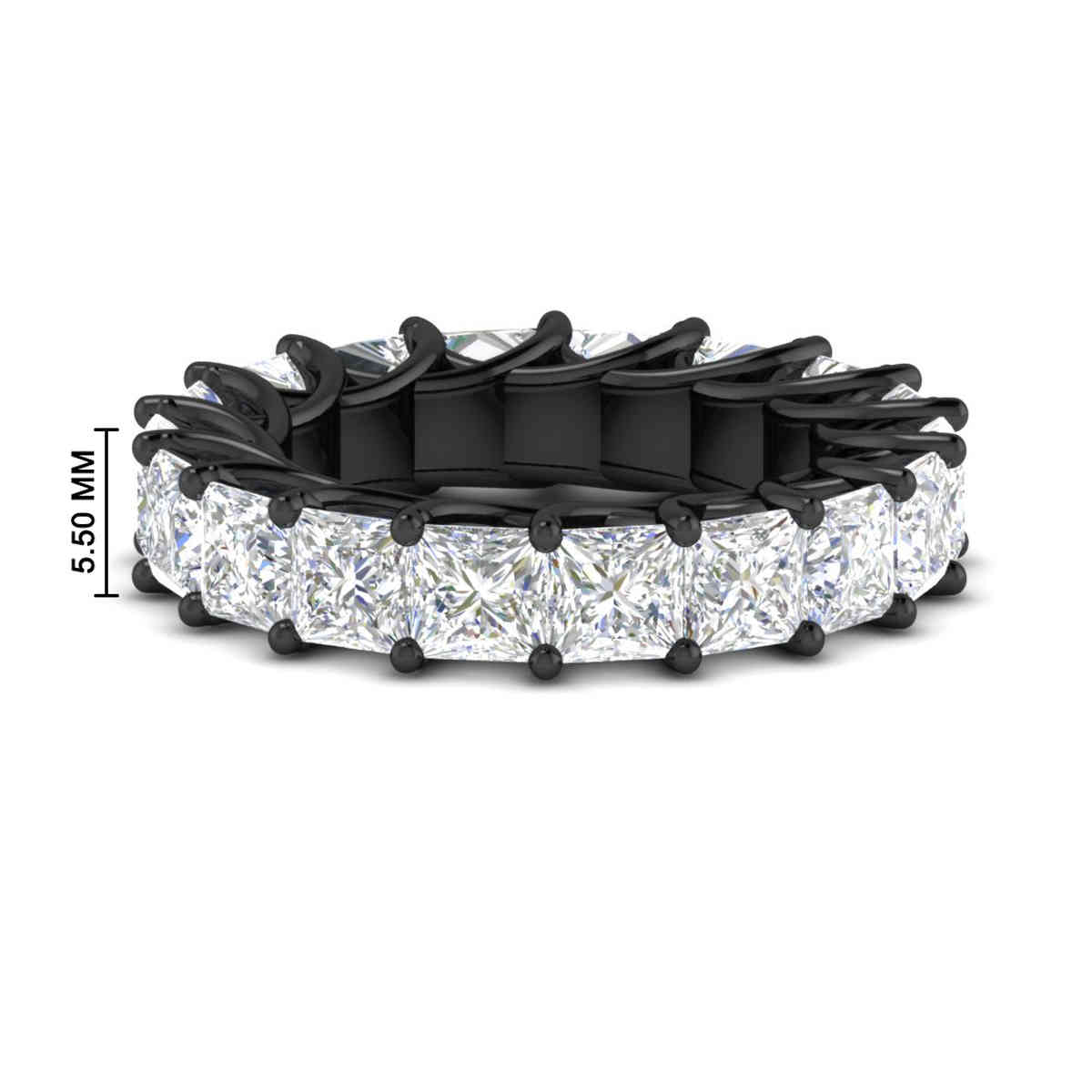 10 Carat Princess Cut Eternity Black Gold Band with 14K Black Gold White Diamond
