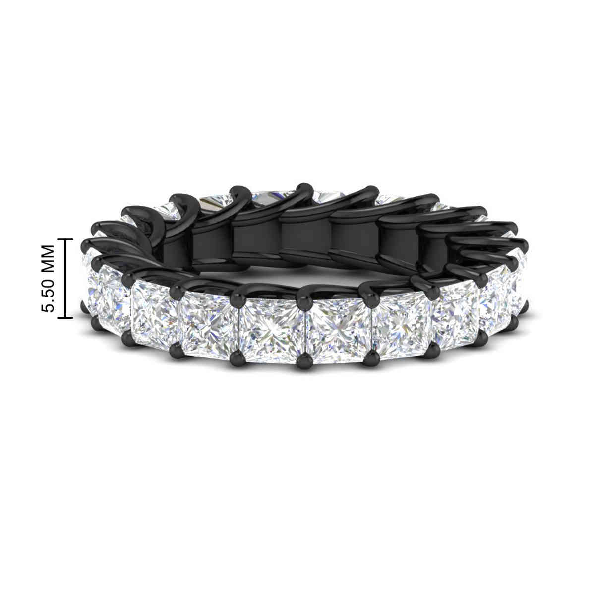 Black Gold Princess Cut 5 Carat Eternity Ring with 14K Black Gold White Diamond