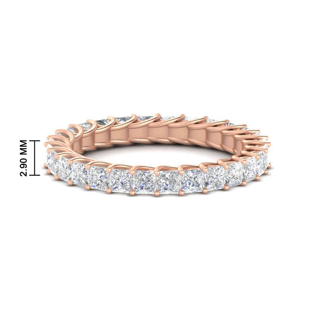 Ladies 2 Carat Princess Cut Eternity Band with 14K Rose Gold White Diamond