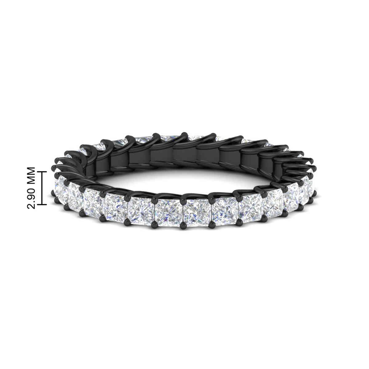 Black Gold Ladies 2 Carat Princess Cut Eternity Band with 14K Black Gold White Diamond