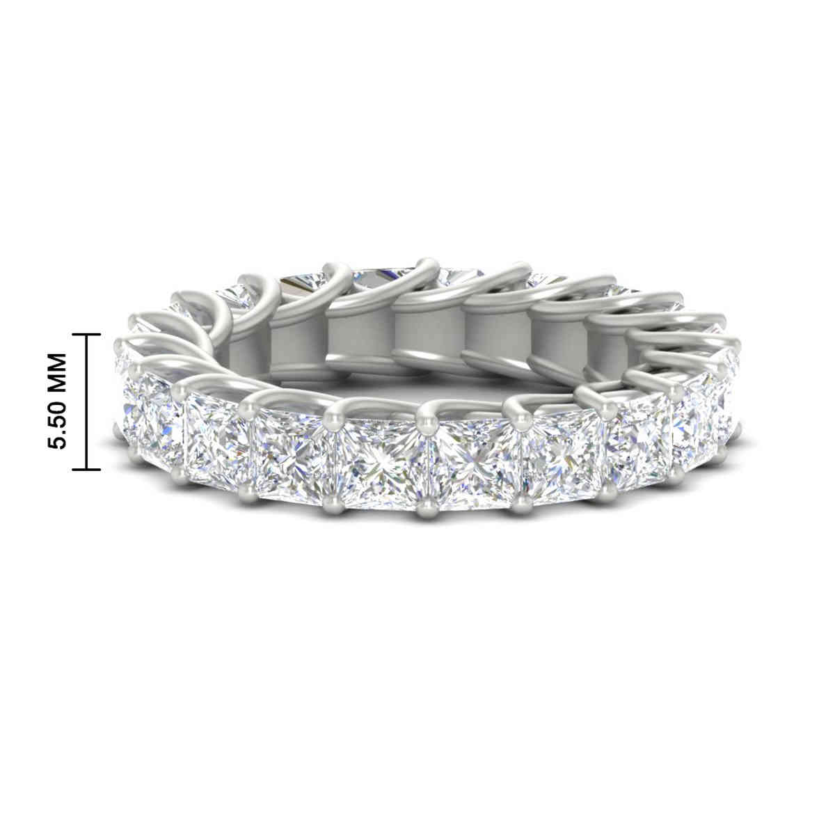 Princess Cut 5 Carat Eternity Ring with 18K White Gold White Diamond