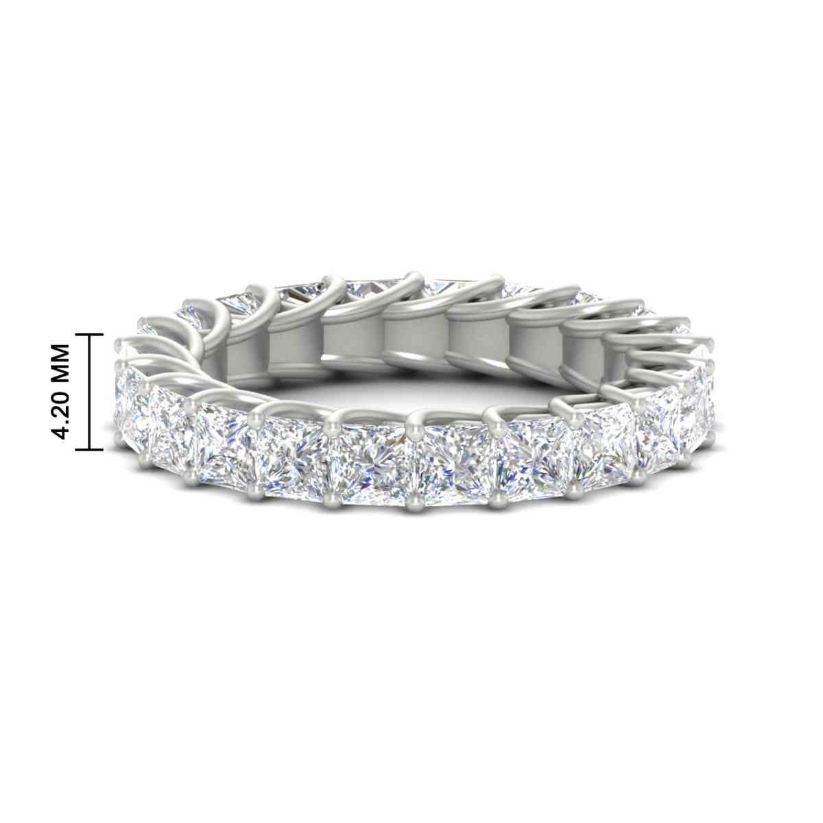 Women Wedding Band Princess Cut 3 Carat with 14K White Gold White Diamond