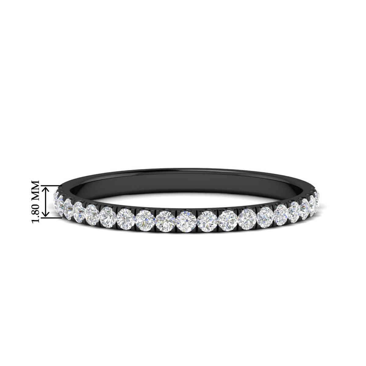 Round Diamond Half Circle Black Wedding Band with 14K Black Gold White Diamond