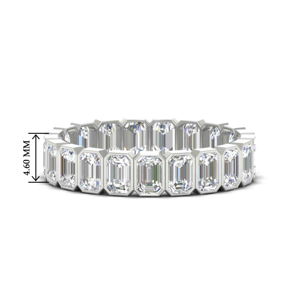 Emerald Cut 3 Carat Eternity Diamond Band with 14K White Gold White Diamond