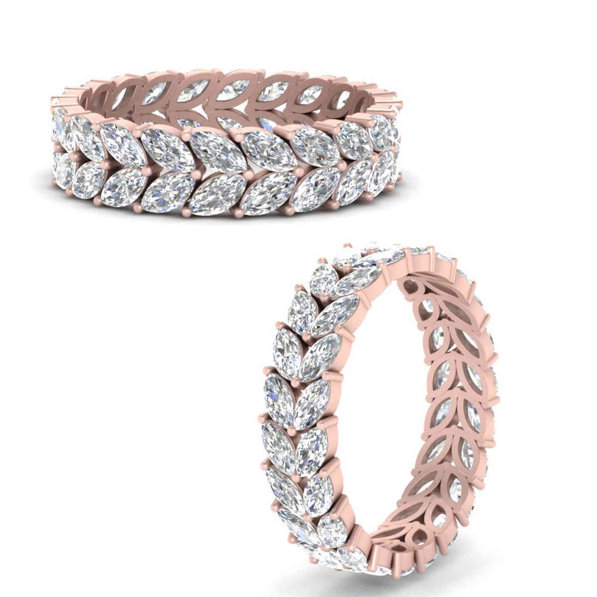 2 Row Marquise Eternity Band with 14K Rose Gold White Diamond