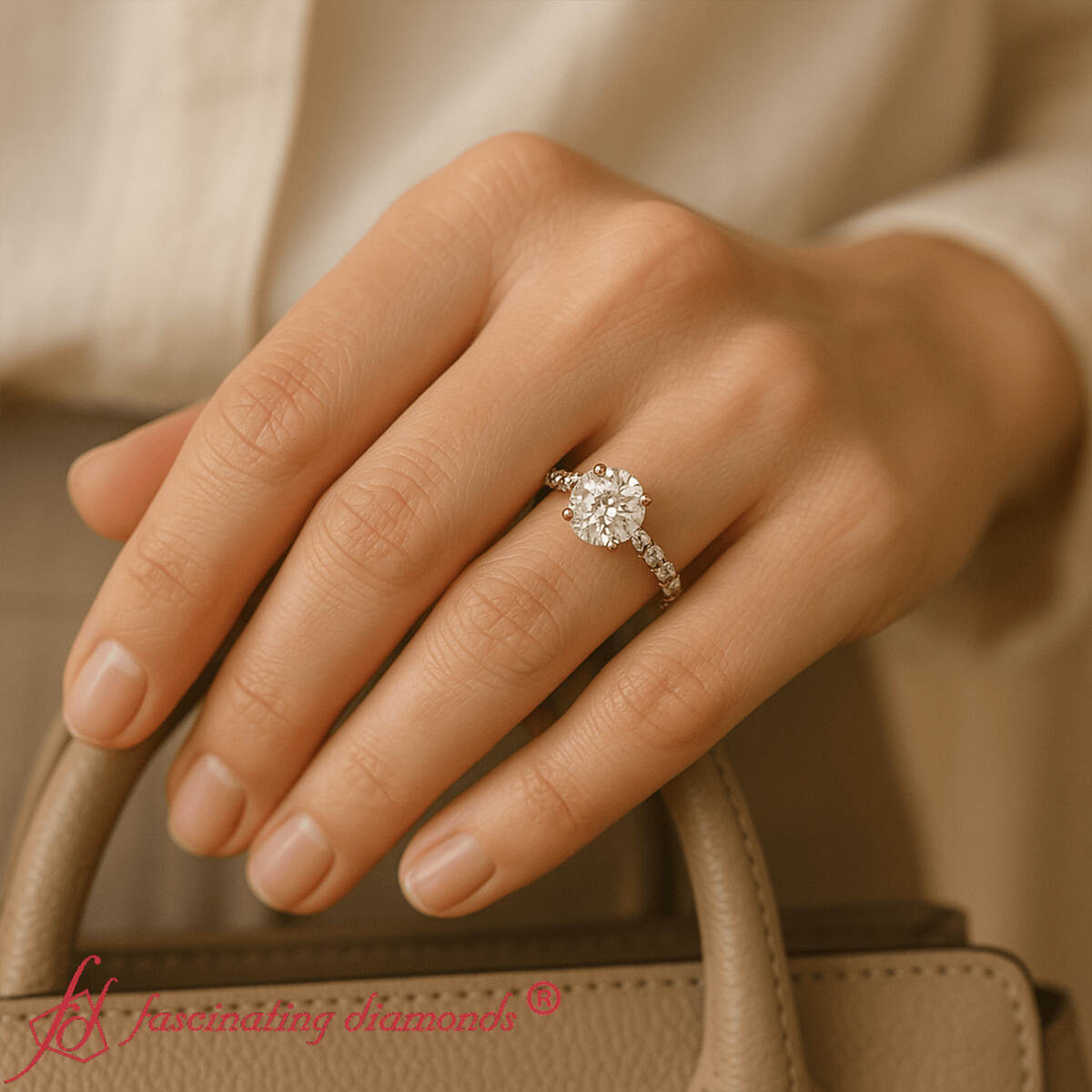 2.75 Ct. Lab Diamond Trellis Eternity Big Wedding Ring with 14K Yellow Gold White Diamond