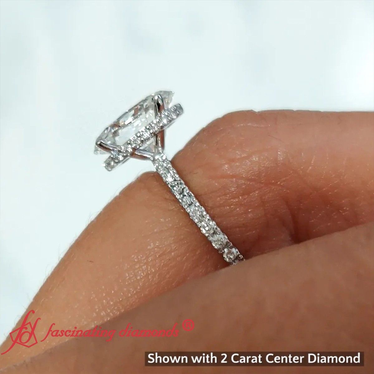2.50 Ct. Lab Oval Cut Petite Diamond Ring With Hidden Halo with 14K White Gold Lab Grown Diamond