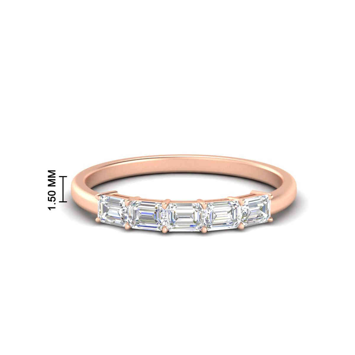 0.50 Ct. Baguette Diamond 5 Stone East West Band with 14K Rose Gold White Diamond