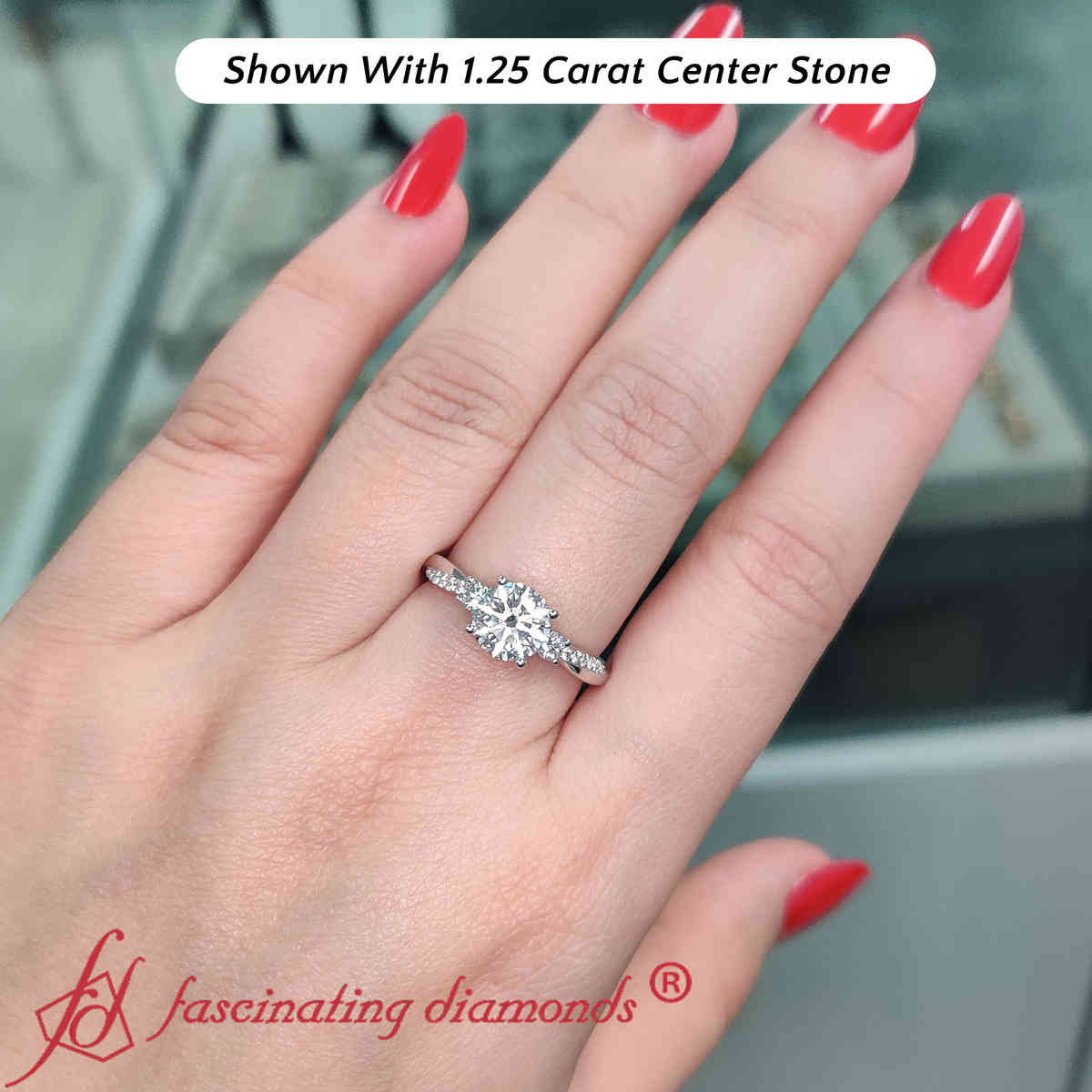 Lab Diamond Round Cut Twisted Wedding Ring with 14K White Gold White Diamond