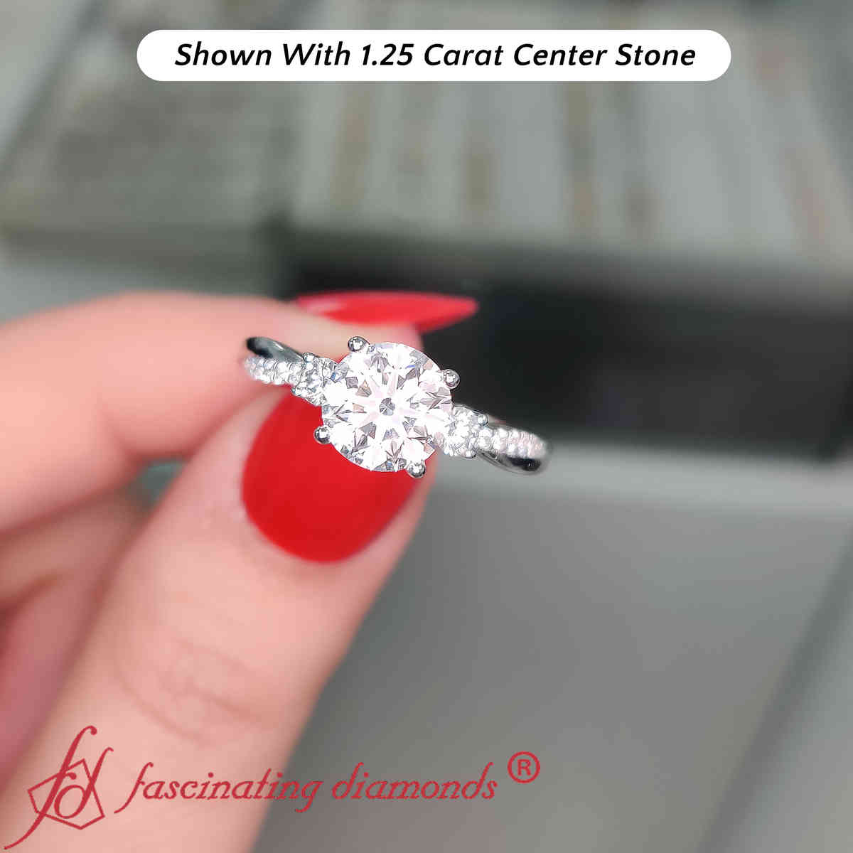 Lab Diamond Round Cut Twisted Wedding Ring with 14K White Gold White Diamond