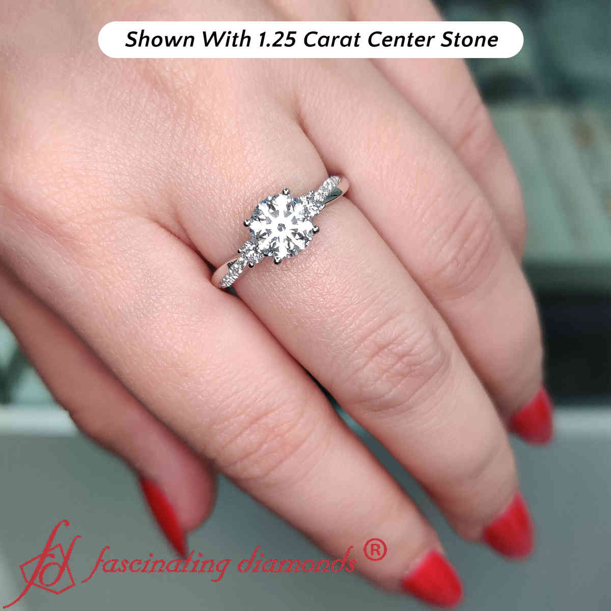 Lab Diamond Round Cut Twisted Wedding Ring with 14K White Gold White Diamond