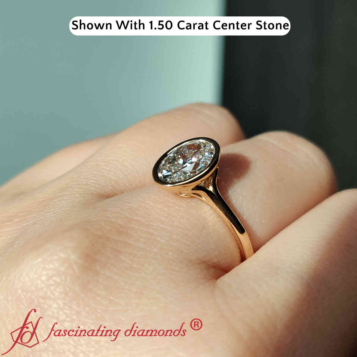 Oval Shaped Lab Diamond Split Shank Solitaire Ring with 14K Yellow Gold White Diamond