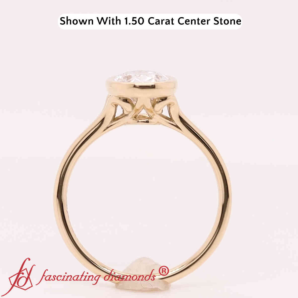 Oval Shaped Lab Diamond Split Shank Solitaire Ring with 14K Yellow Gold White Diamond