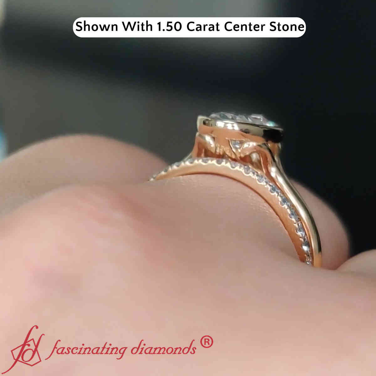 Solitaire Lab Diamond 2 Ct. Bezel Oval Wedding Ring Set with 14K Yellow Gold White Diamond