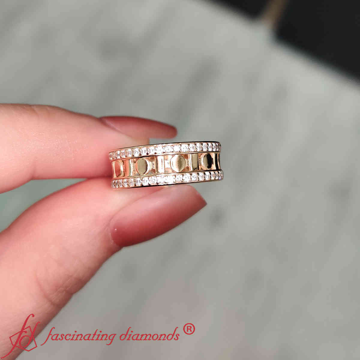 Belle Epoque Reel Gold Wedding Ring with 14K Yellow Gold White Diamond