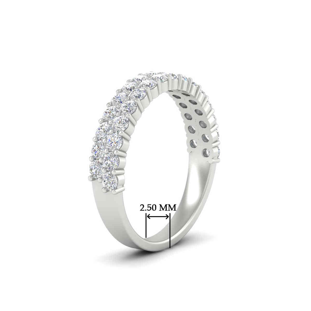 Two Row Round Half Eternity Ring with 14K White Gold White Diamond
