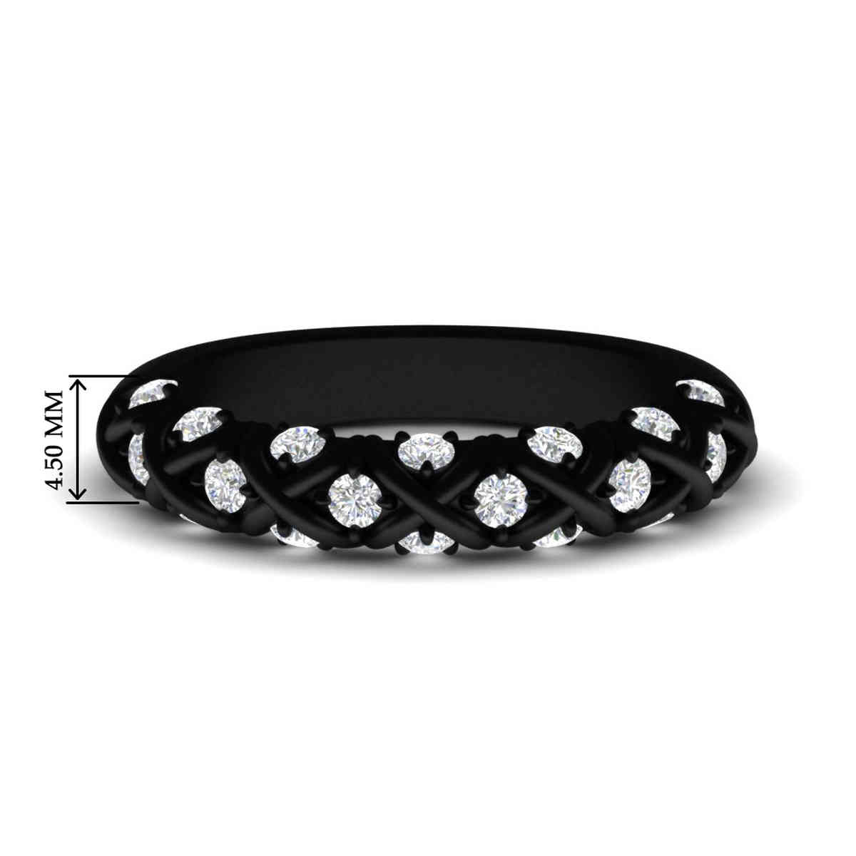 XOXO Black Half Eternity Diamond Wedding Band with 14K Black Gold White Diamond