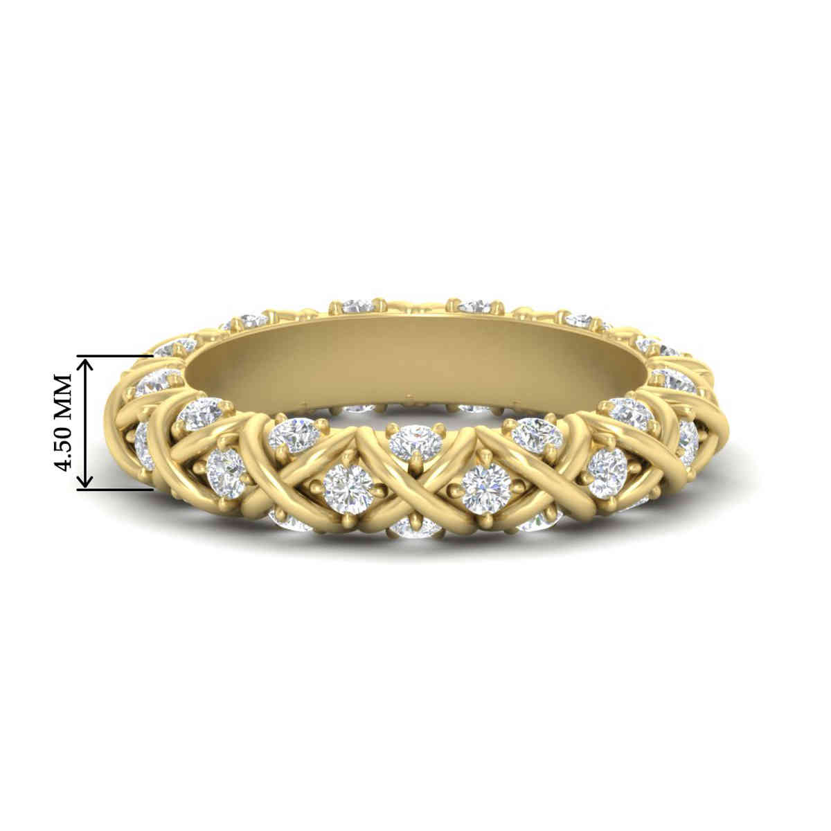 XOXO Eternity Wedding Band with 14K Yellow Gold White Diamond