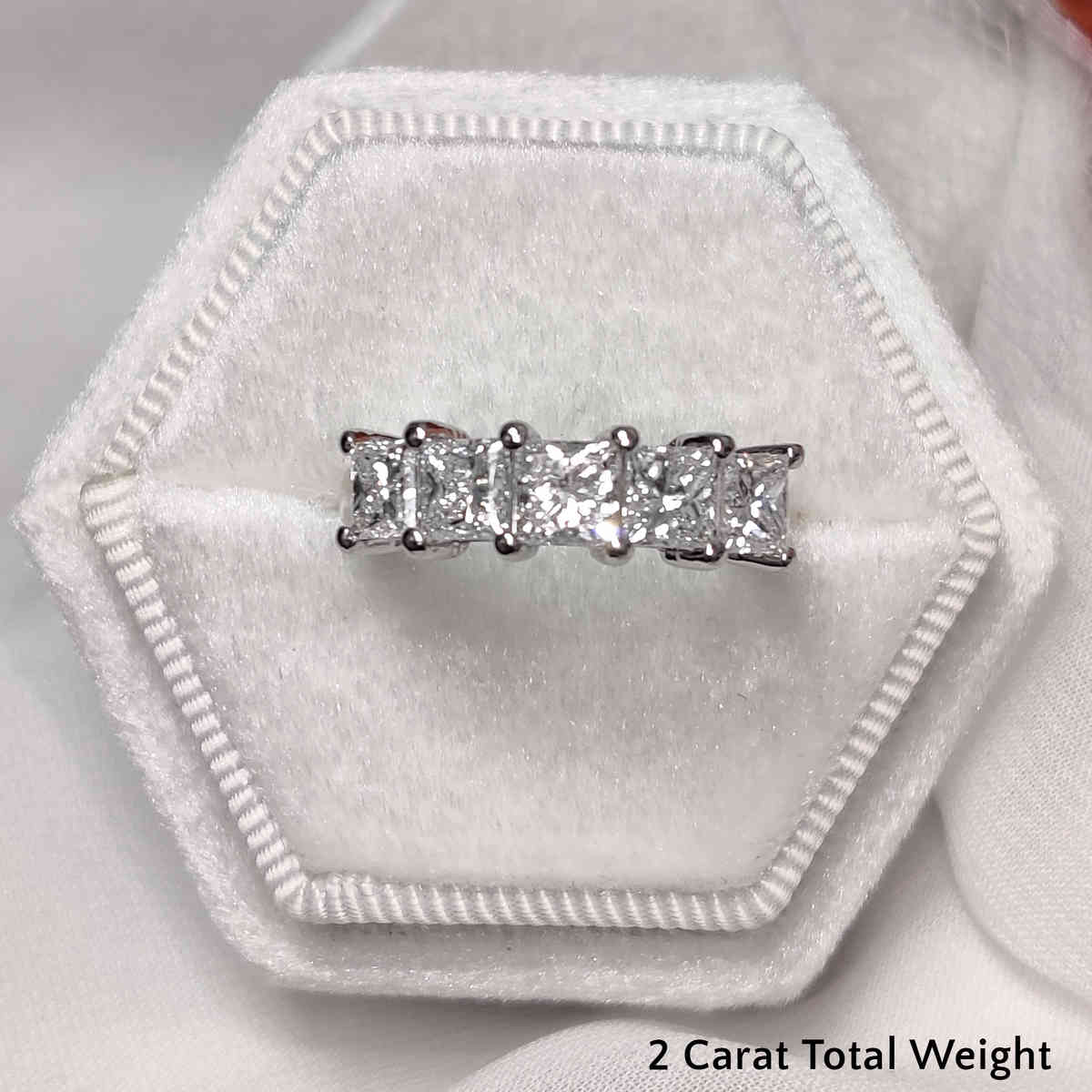 Princess Cut Five Stone Wedding Ring 2 Ct with 950 Platinum White Diamond