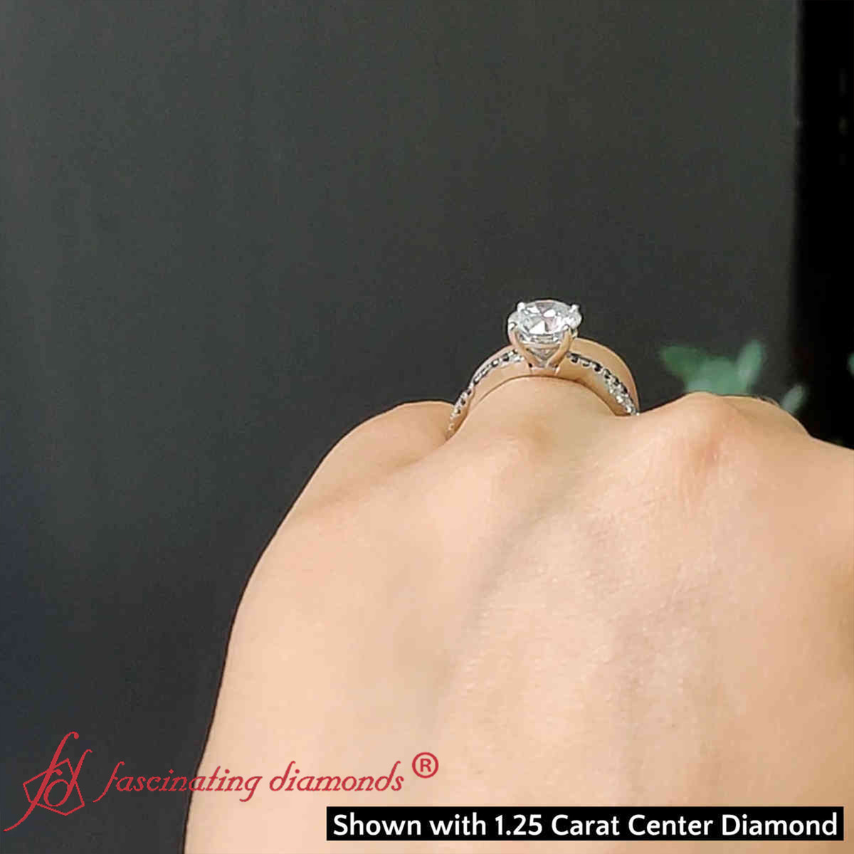 1.25 Carat Round Twisted Vine Ring with 18K White Gold Black Diamond