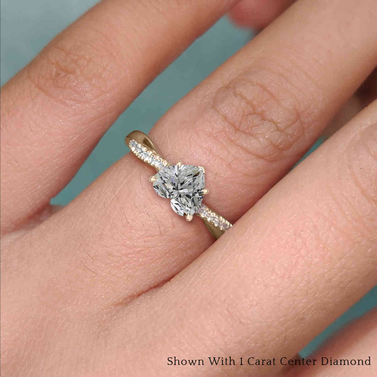 1 Carat Heart Diamond Twisted Ring with 14K Yellow Gold White Diamond