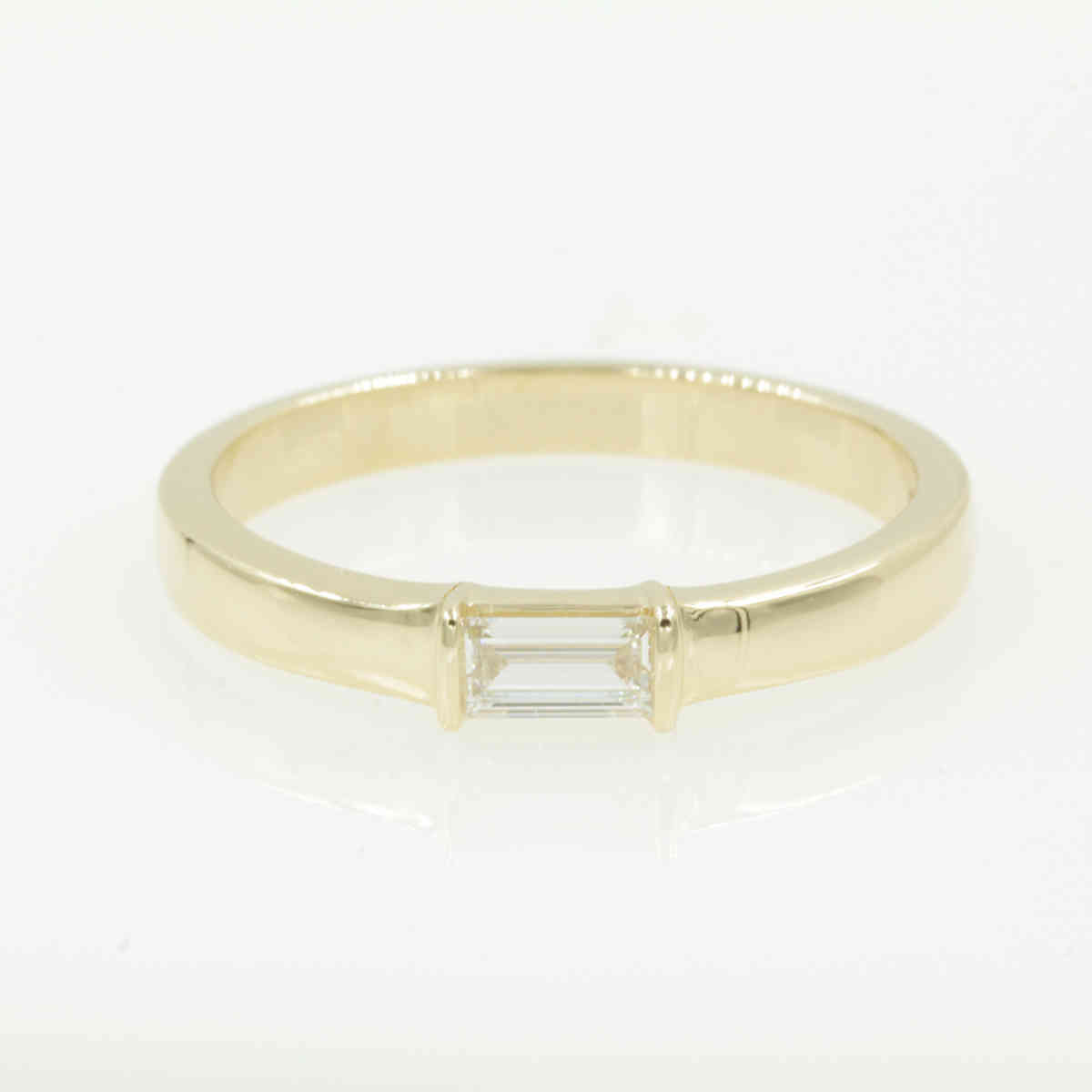 Mens Baguette Diamond Engagement Ring with 14K Yellow Gold White Diamond