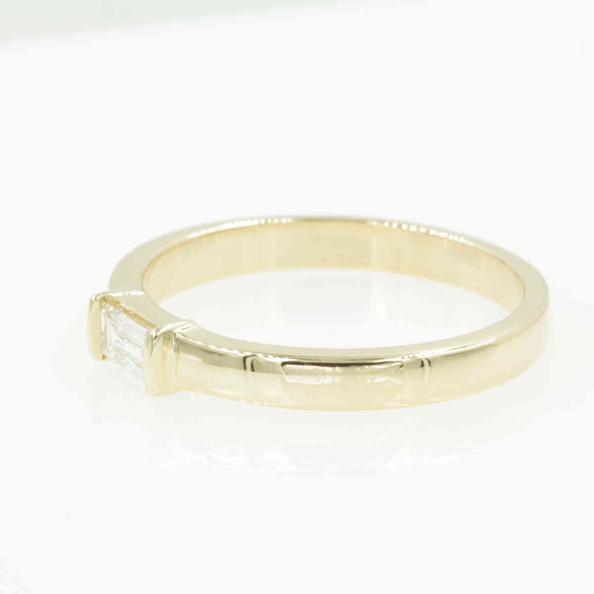 Mens Baguette Diamond Engagement Ring with 14K Yellow Gold White Diamond