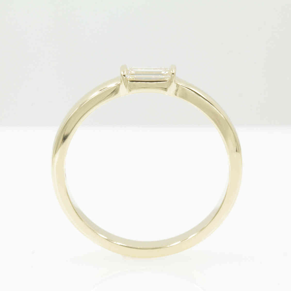 Mens Baguette Diamond Engagement Ring with 14K Yellow Gold White Diamond