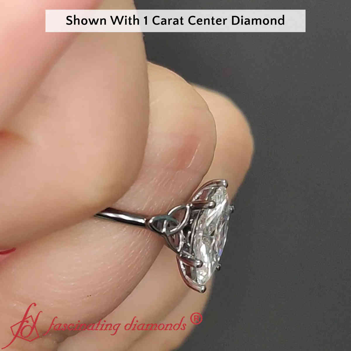 1 Carat Marquise Cut Celtic Solitaire Ring with 14K Black Gold White Diamond