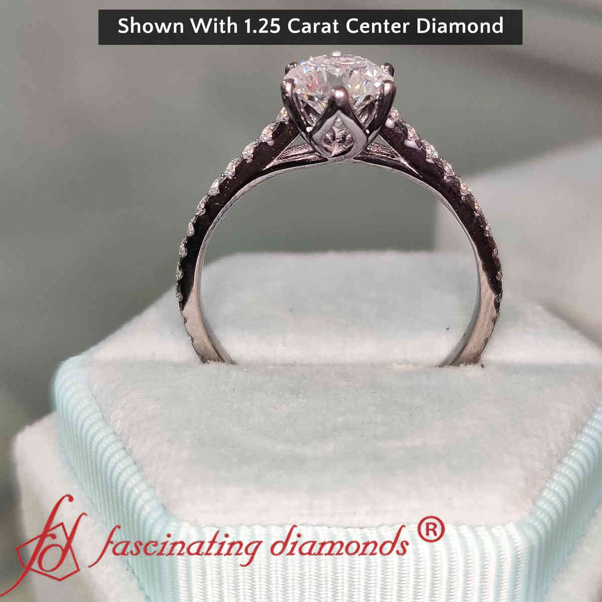 1.50 Carat Round Lab Diamond Flower Basket Ring with 14K Black Gold Lab Grown Diamond