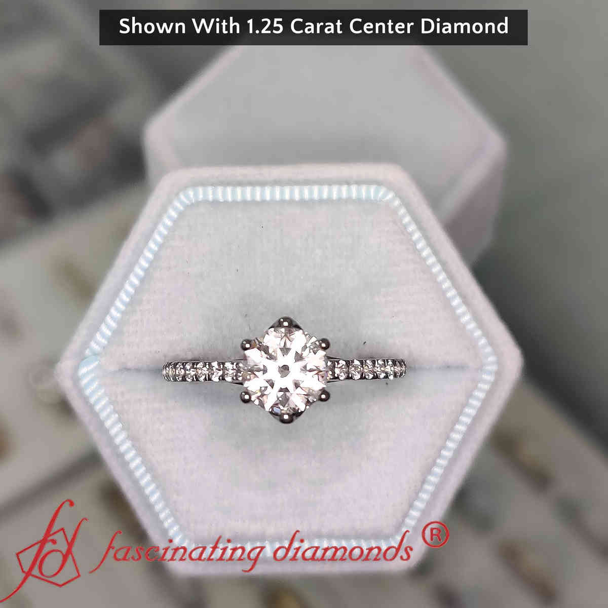 Round Shaped Prong Flower Basket Black Gold Ring with White Diamond in 14K Black Gold