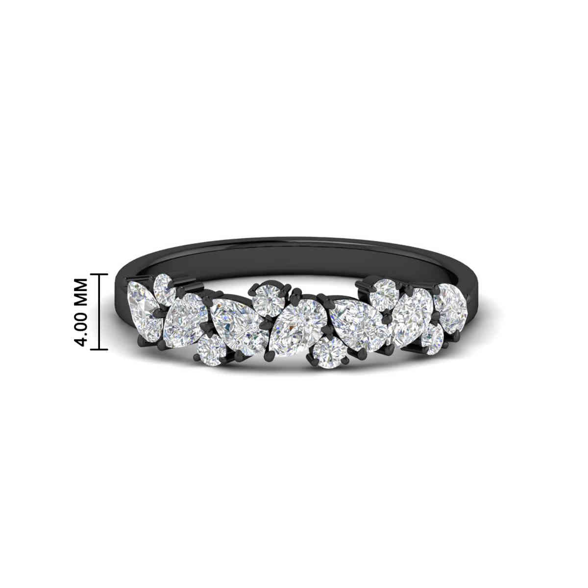 Half Carat Pear Diamond Black Anniversary Band with 14K Black Gold White Diamond