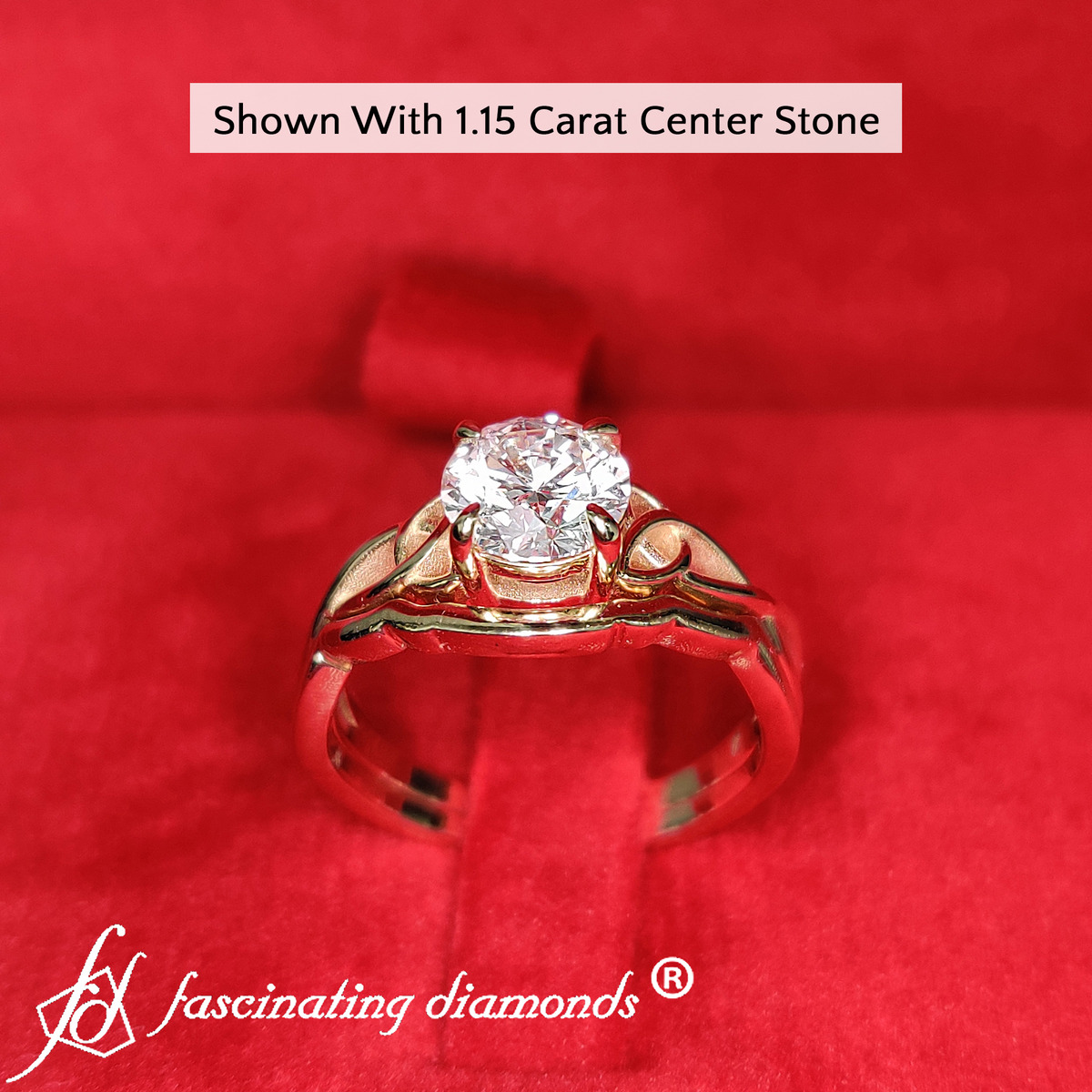 Round Shaped Infinity Celtic Solitaire Wedding Set with undefined in 14K Yellow Gold