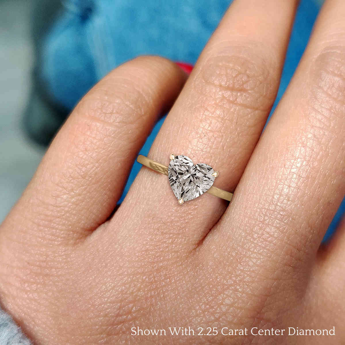 Heart Shaped Hidden Halo Petite Engagement Ring with White Diamond in 14K Yellow Gold