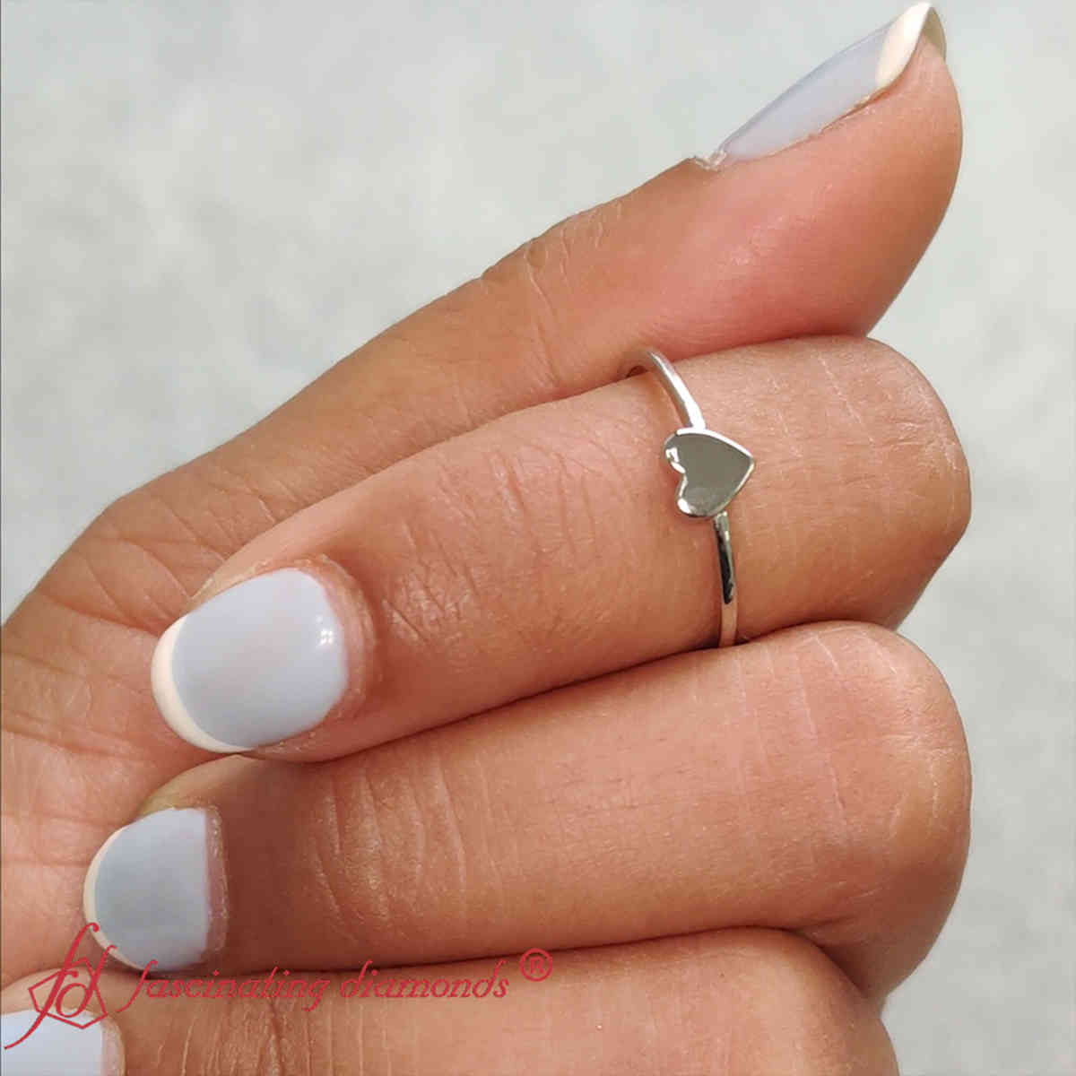 Minimalist Gold Heart Stacking Ring with 950 Platinum undefined