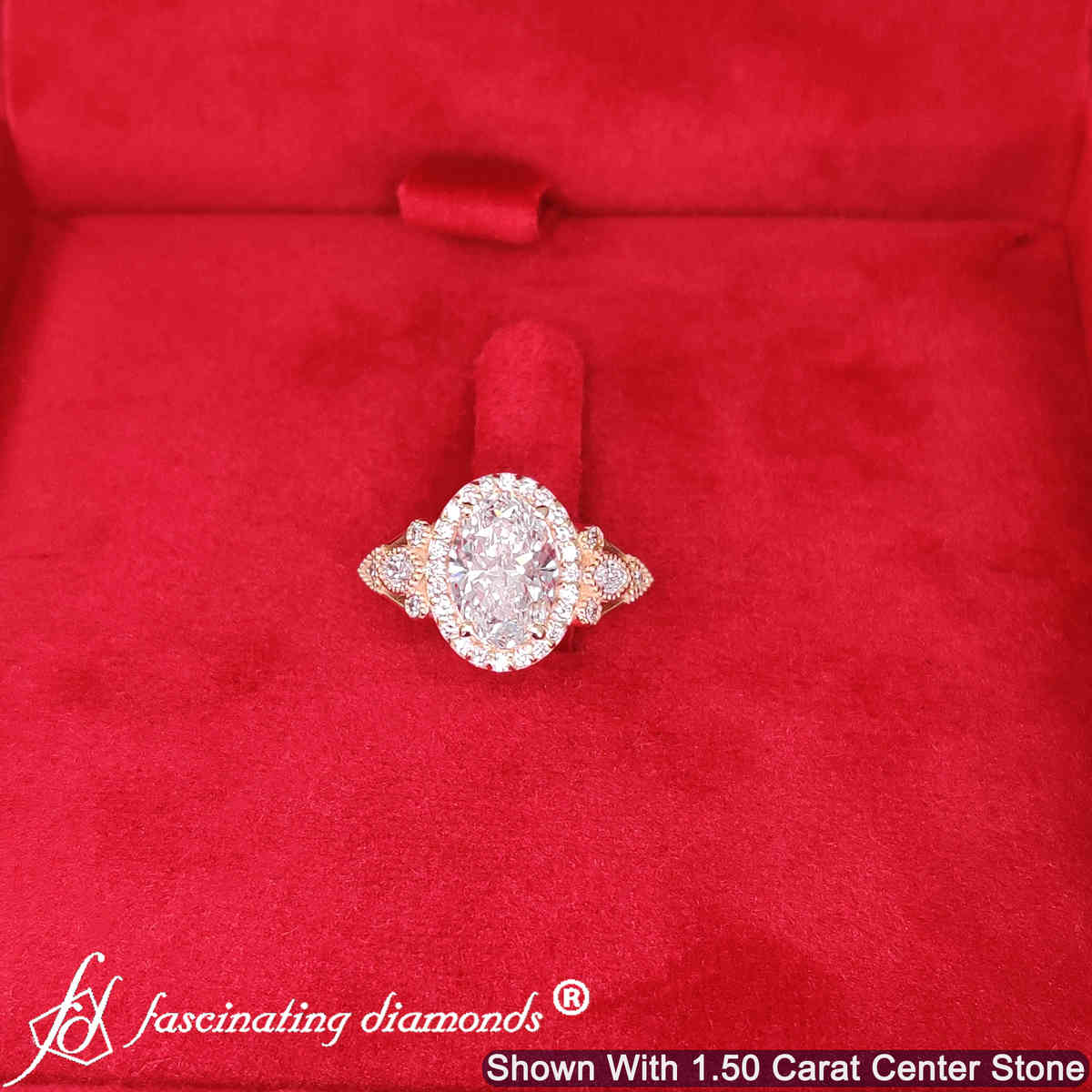 2 Ct. Oval Lab Diamond Edwardian Engagement Ring with 14K Yellow Gold White Diamond