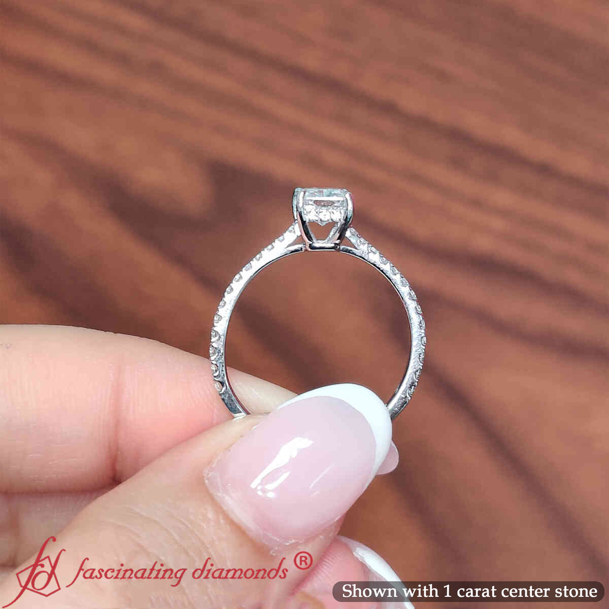 1.25 Carat Radiant Cut Lab Created Under Halo Diamond Ring with 14K White Gold Lab Grown Diamond
