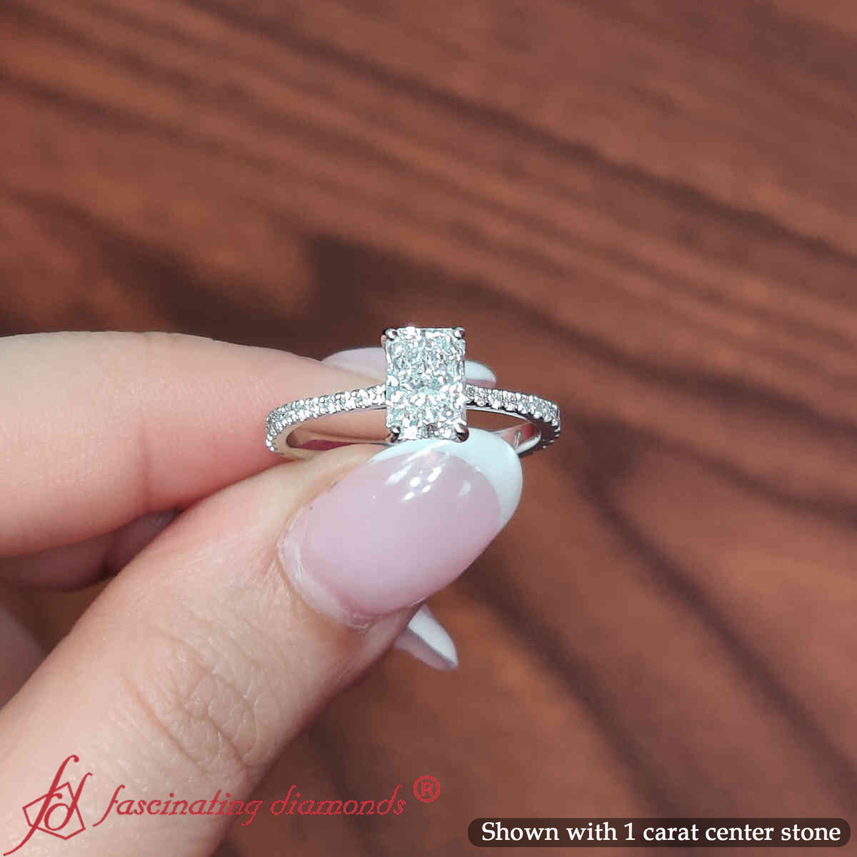 1.25 Carat Radiant Cut Lab Created Under Halo Diamond Ring with 14K White Gold Lab Grown Diamond