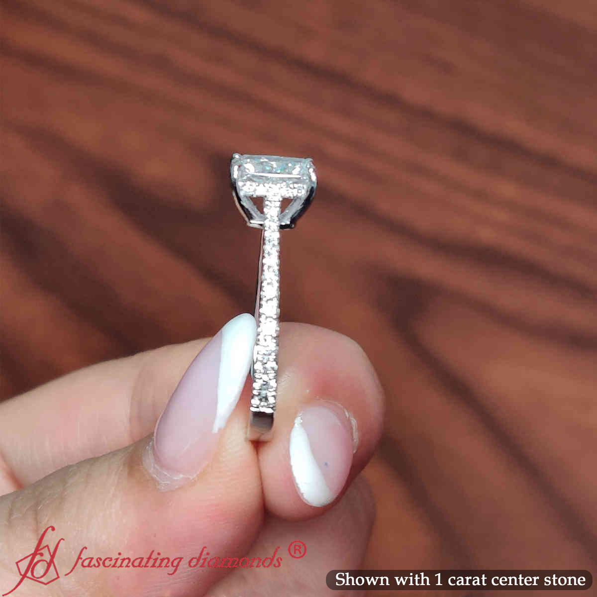 1.25 Carat Radiant Cut Lab Created Under Halo Diamond Ring with 14K White Gold Lab Grown Diamond