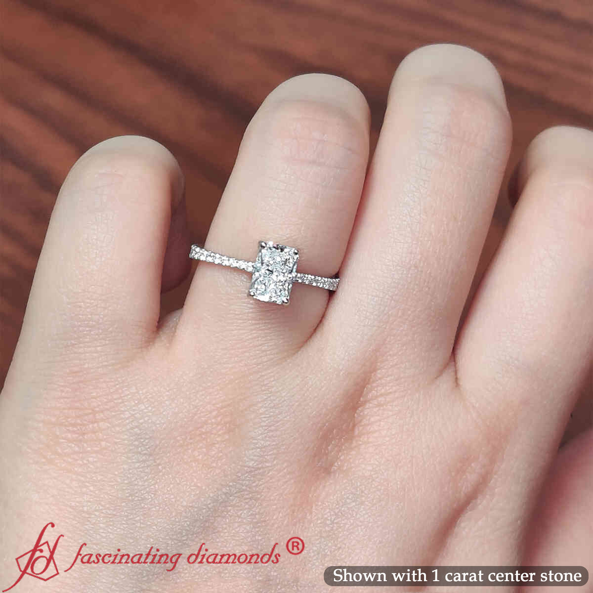 1.25 Carat Radiant Cut Lab Created Under Halo Diamond Ring with 14K White Gold Lab Grown Diamond