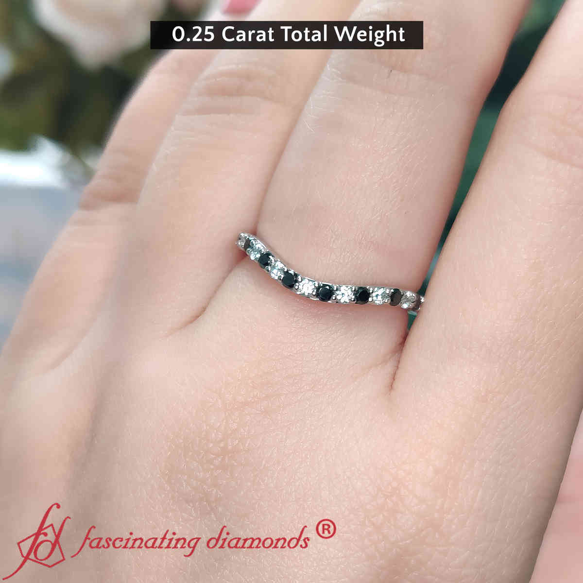 Contour Diamond Band with 14K White Gold Black Diamond