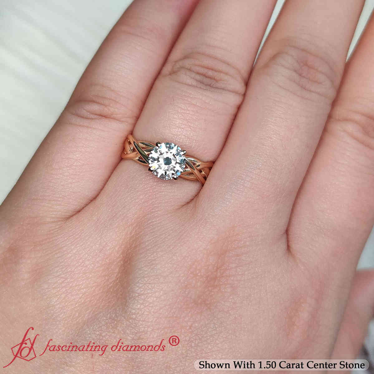 1.50 Ct. Round Cut Lab Diamond Solitaire Engagement Ring with 14K Yellow Gold White Diamond