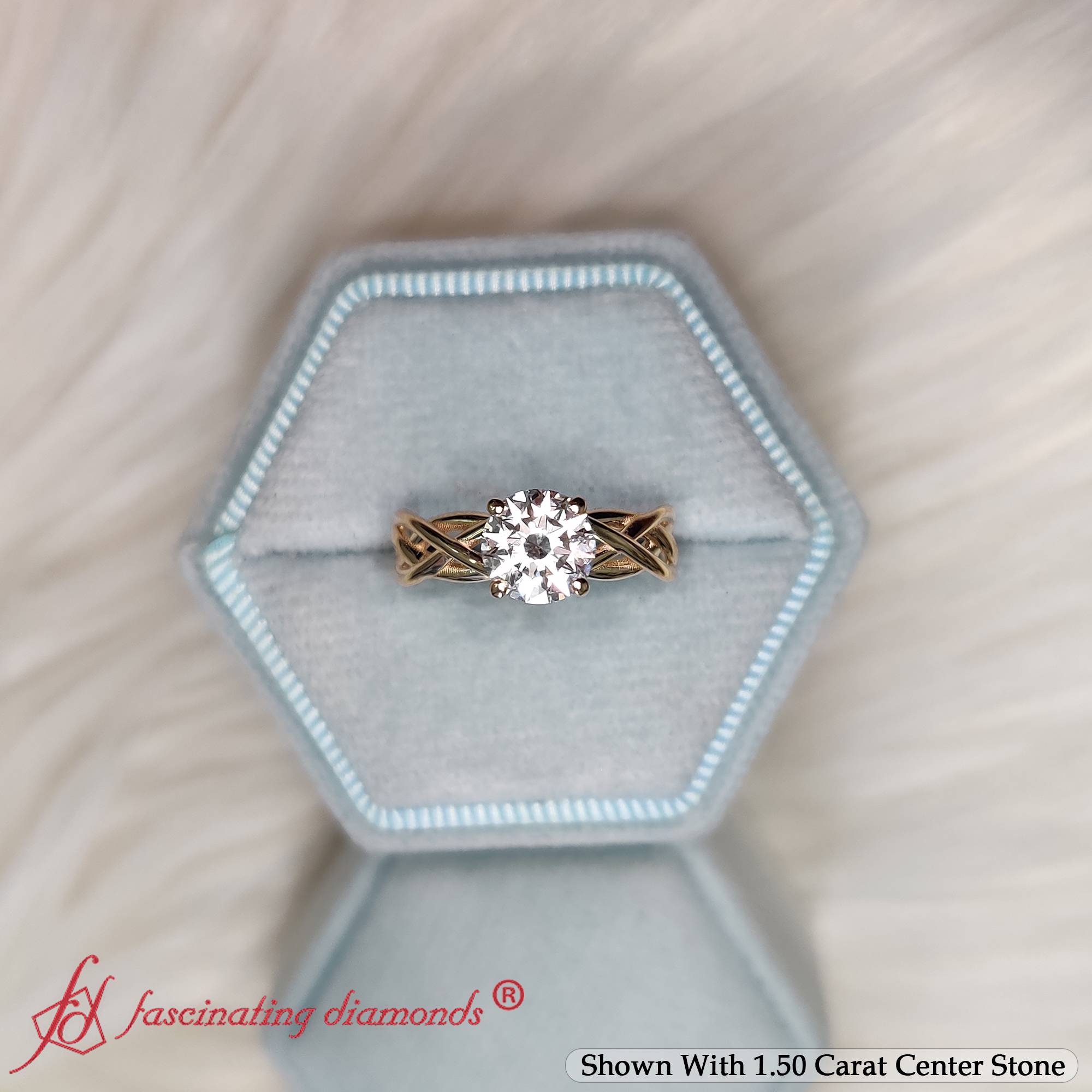 1.50 Ct. Round Cut Lab Diamond Solitaire Engagement Ring with 14K Yellow Gold White Diamond