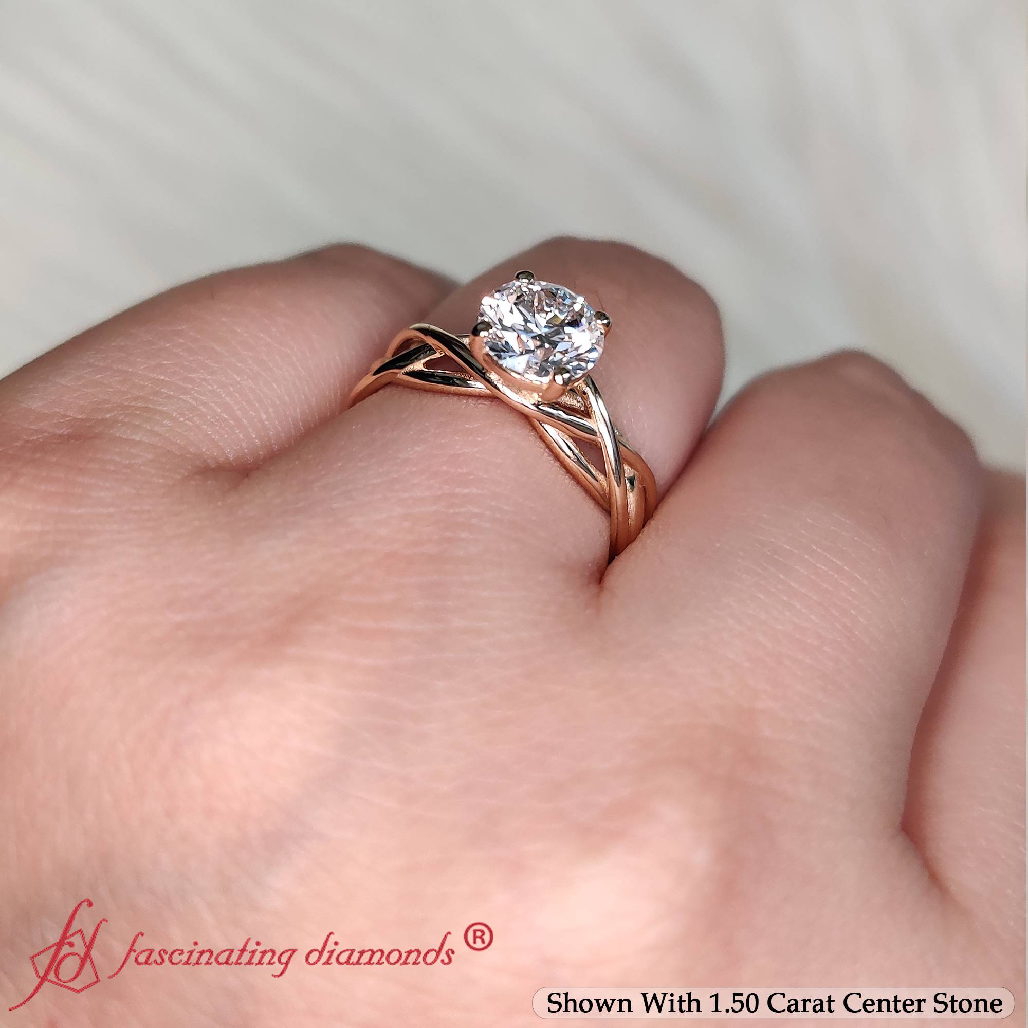 1.50 Ct. Round Cut Lab Diamond Solitaire Engagement Ring with 14K Yellow Gold White Diamond