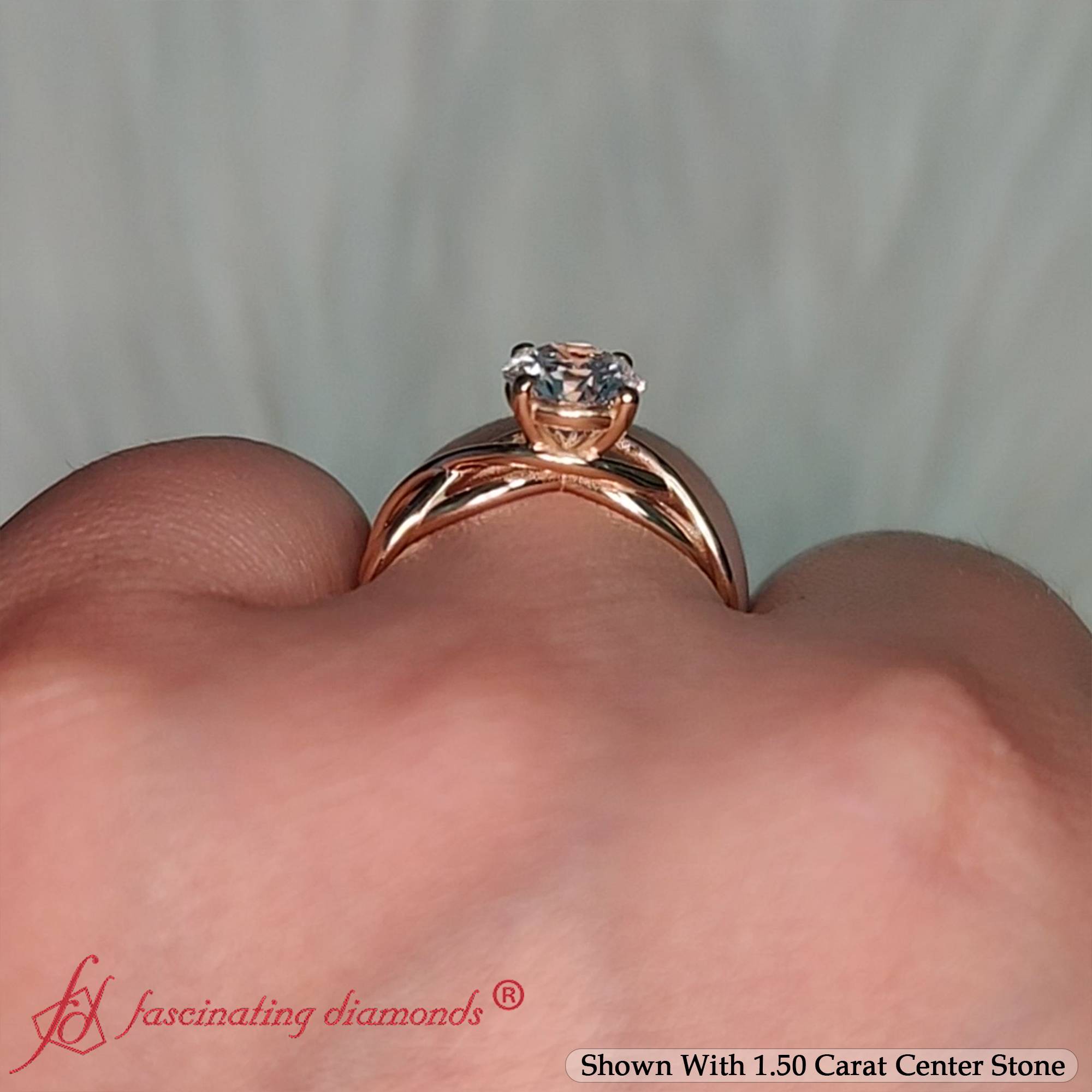 1.50 Ct. Round Cut Lab Diamond Solitaire Engagement Ring with 14K Yellow Gold White Diamond